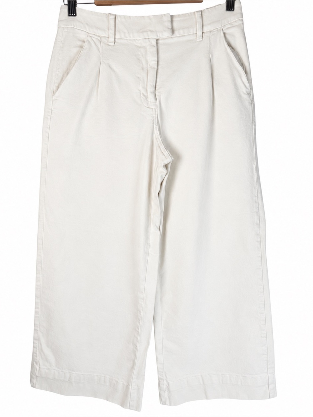 American Eagle White Stretch Wide Leg High Rise Ankle Pleated Trouser Pants 6